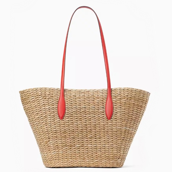 ♠️Kate Spade New York Pinch Me 🦀 Crab Large Natural Straw Tote, NWT - Picture 3 of 9